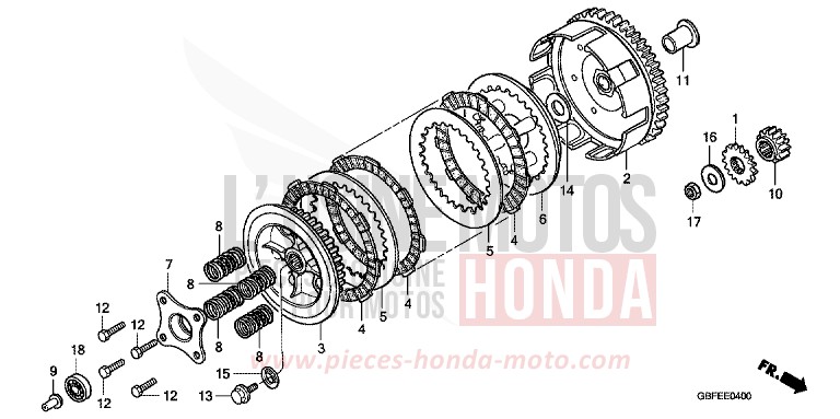 KUPPLUNG von CR85R "Big Wheel" EXTREME RED (R292) von 2007